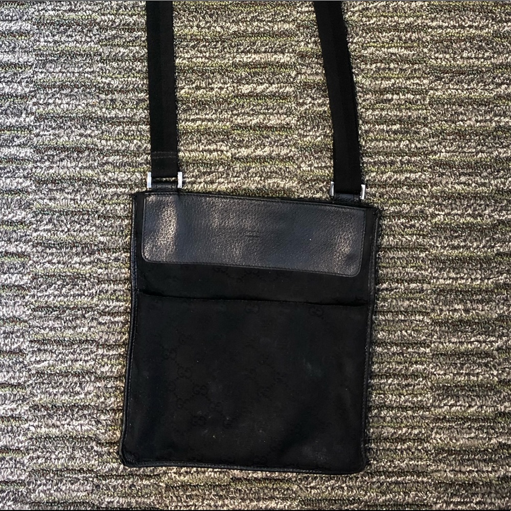 Black Gucci canvas w/ leather trim Crossbody